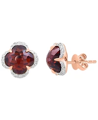 Effy Collection Diamond (1/6 ct. t.w.) & Garnet (4 ct. t.w.) Stud Earrings in 14k Rose Gold