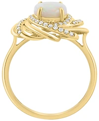 Effy Collection Diamond (1/5 ct. t.w.) & Opal (2 ct. t.w.) Ring in 14k Yellow Gold