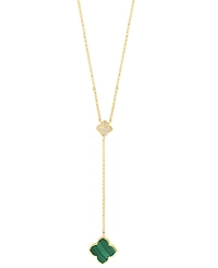 Effy Collection Diamond (1/20 ct. t.w.) & Malachite Necklace in 14k Yellow Gold