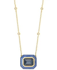 Effy Collection Diamond (1/20 ct. t.w.) & Multi Blue Topaz (5-7/8 ct. t.w.) Pendant Necklace in 14k Yellow Gold