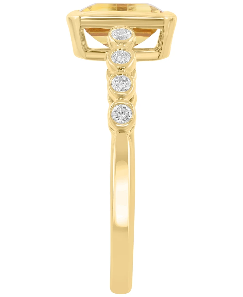 Effy Collection Diamond (1/6 ct. t.w.) & Madeira Citrine (1-1/10 ct. t.w.) Ring in 14k Yellow Gold