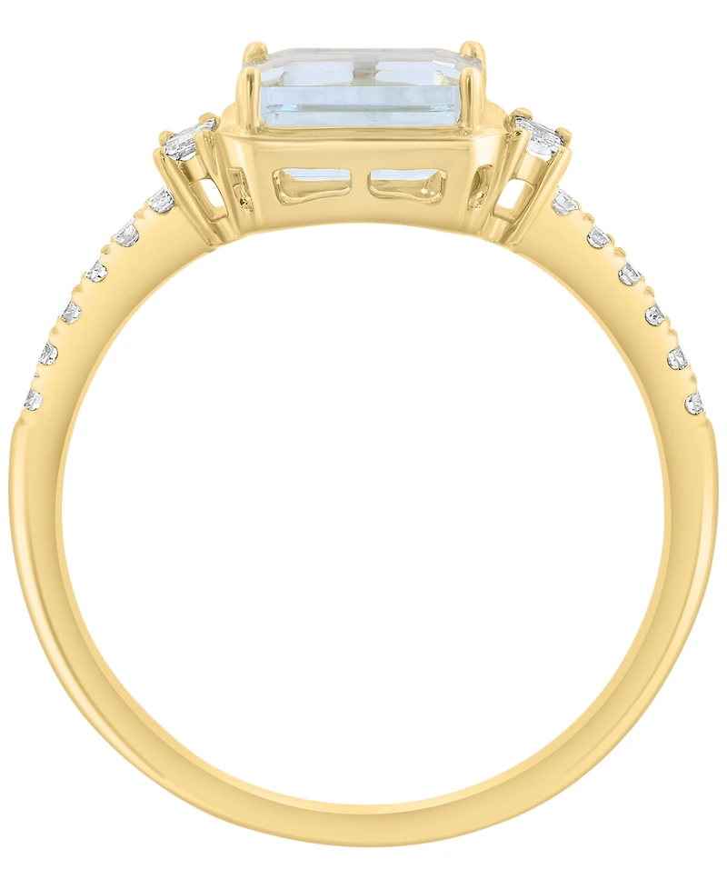 Effy Collection Diamond (1/5 ct. t.w.) & Aquamarine (7/8 ct. t.w.) Ring in 14k Yellow Gold