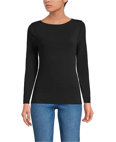Lands' End Petite Long Sleeve Women's Polished Essentials Boatneck Top