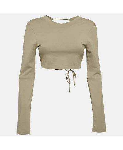 Pre-Owned Jacquemus Women's Sage Green Cotton Open Back Crop T-Shirt