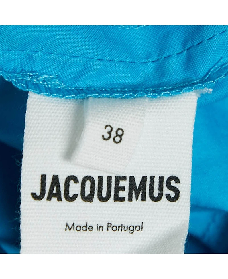 Pre-Owned Jacquemus Women's Blue Cotton La Chemise Asymmetric Crop Top