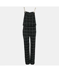 Pre-Owned Balmain Women's Black Patterned Knit Chain Strap Detail Jumpsuit