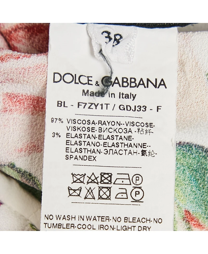 Pre-Owned Dolce & Gabbana Women's Floral Print Crepe Ruffled Top