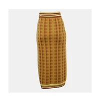 Pre-Owned Dries Van Noten Women's Checked Knit Midi Skirt