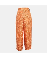 Pre-Owned Stella Mccartney Women's Orange Ditsy Floral Print Silk Trousers