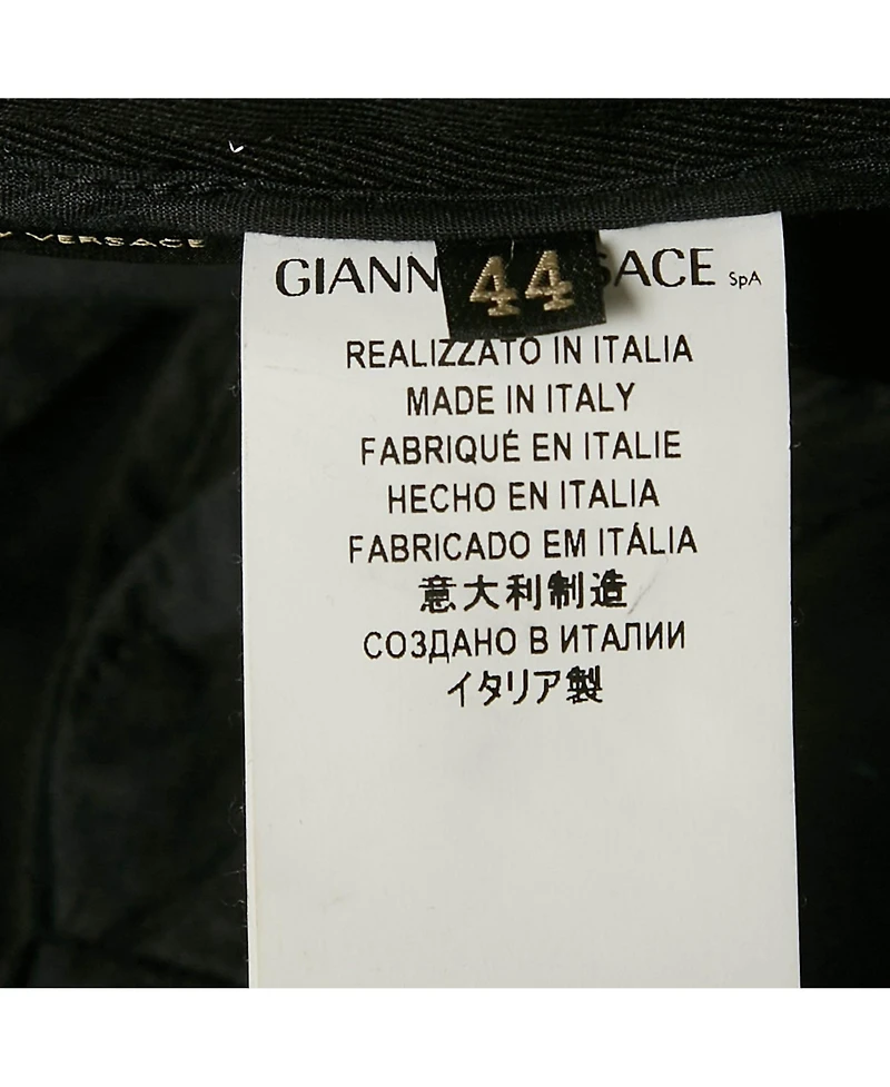 Pre-Owned Versace Women's Black Gabardine Belt Detail Trousers