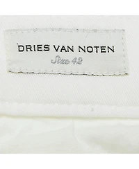 Pre-Owned Dries Van Noten Women's White Cotton Drill Tapered Jeans