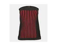 Pre-Owned Balmain Women's Black Knit Corset Zip-Up Strapless Crop Top