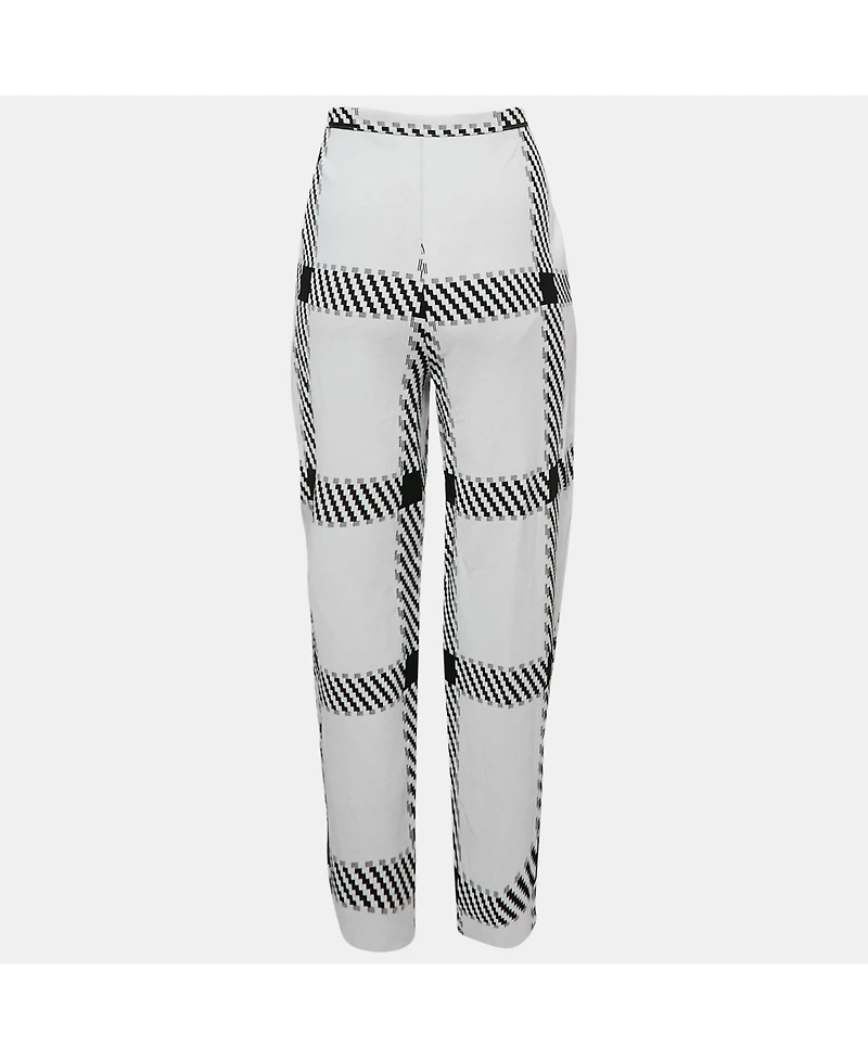 Pre-Owned Stella Mccartney Women's White Plaid Knit Trousers