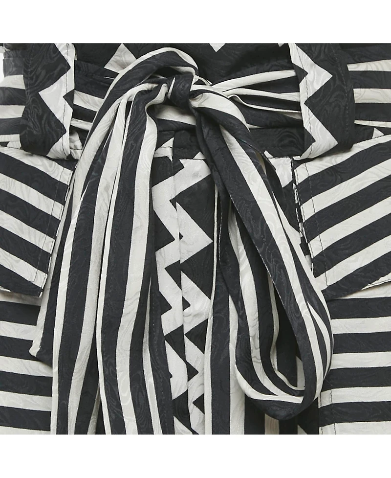 Pre-Owned Stella Mccartney Women's Striped Jacquard Silk Belted Trousers