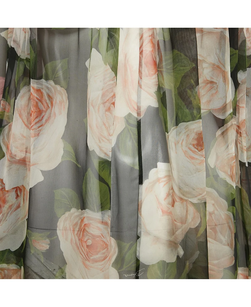 Pre-Owned Dolce & Gabbana Women's Sheer Floral Print Silk Tie Up Blouse