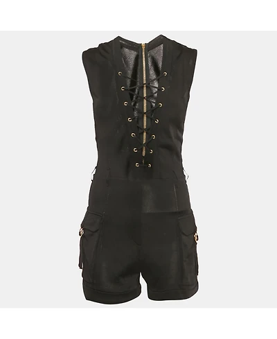 Pre-Owned Balmain Women's Black Knit Lace-Up Jumpsuit