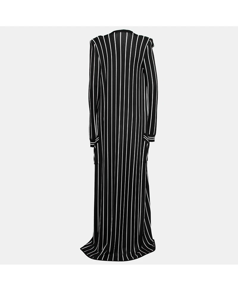 Pre-Owned Balmain Women's Black Striped Knit Long Open Cardigan