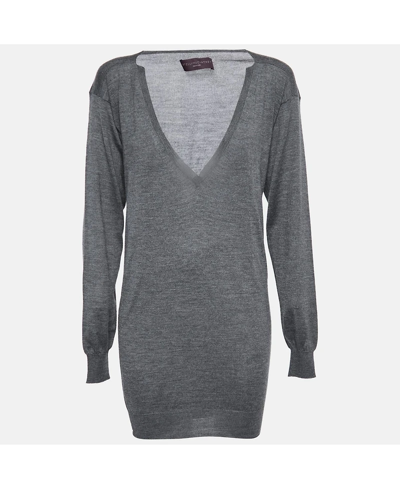 Pre-Owned Stella Mccartney Women's Grey Knit Long Sleeve V Neck Sweater