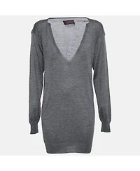 Pre-Owned Stella Mccartney Women's Grey Knit Long Sleeve V Neck Sweater