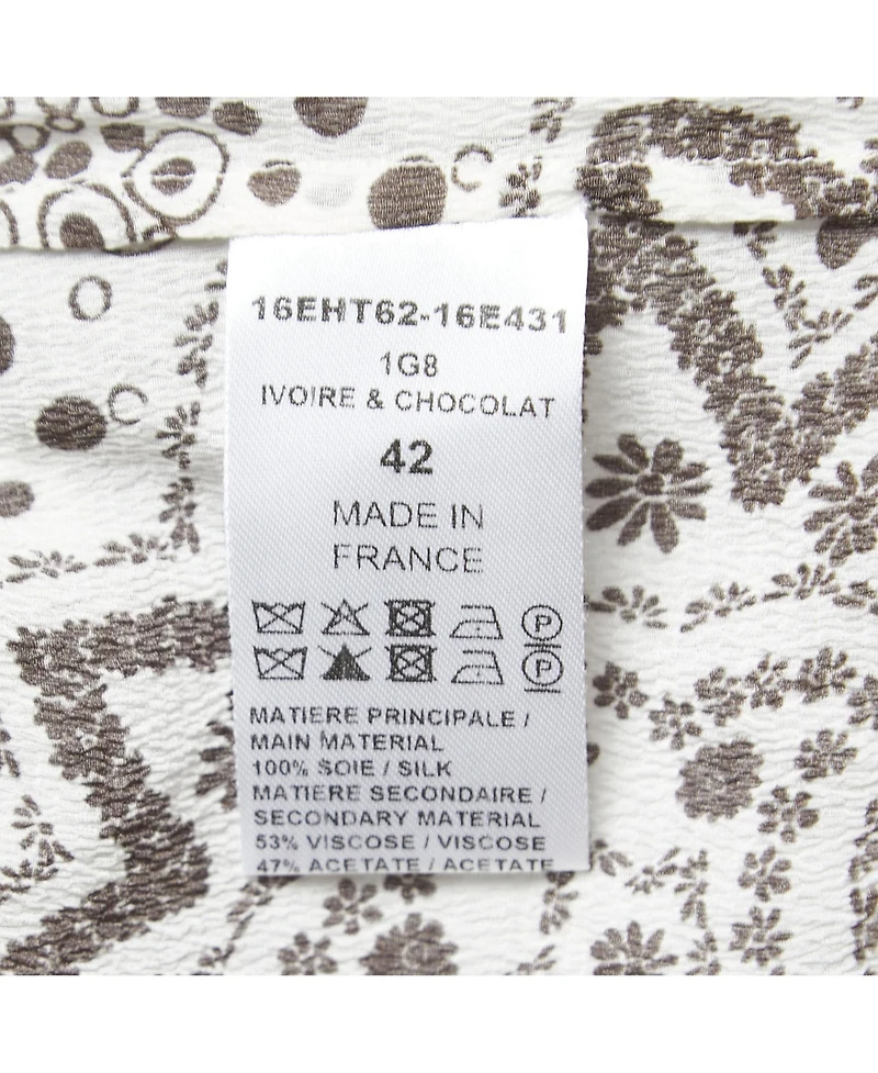 Pre-Owned Chloe Women's Floral Print Silk Ruffled Boho Kaftan Blouse