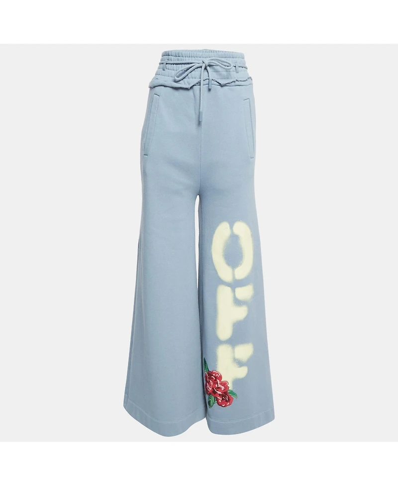 Pre-Owned Off-White Women's Blue Cotton Wide Leg Sweatpants