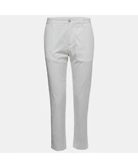 Pre-Owned Dolce & Gabbana Women's White Cotton Straight Fit Trousers