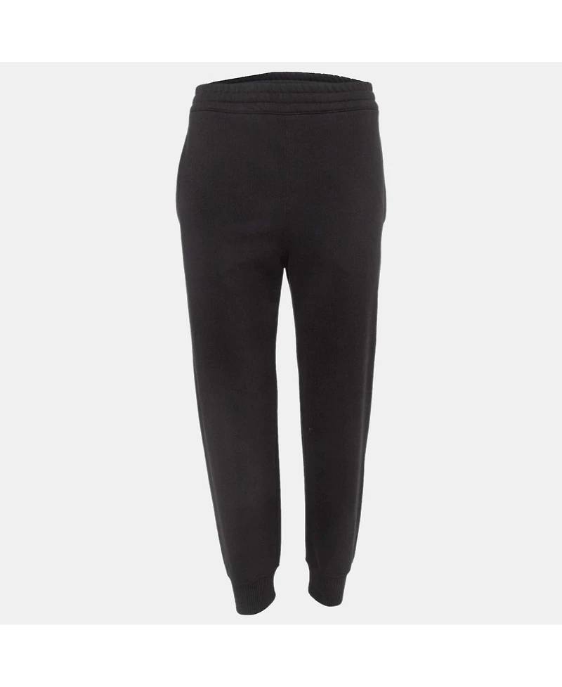 Pre-Owned Alexander Mcqueen Women's Black Logo Embroidered Cotton Knit Joggers