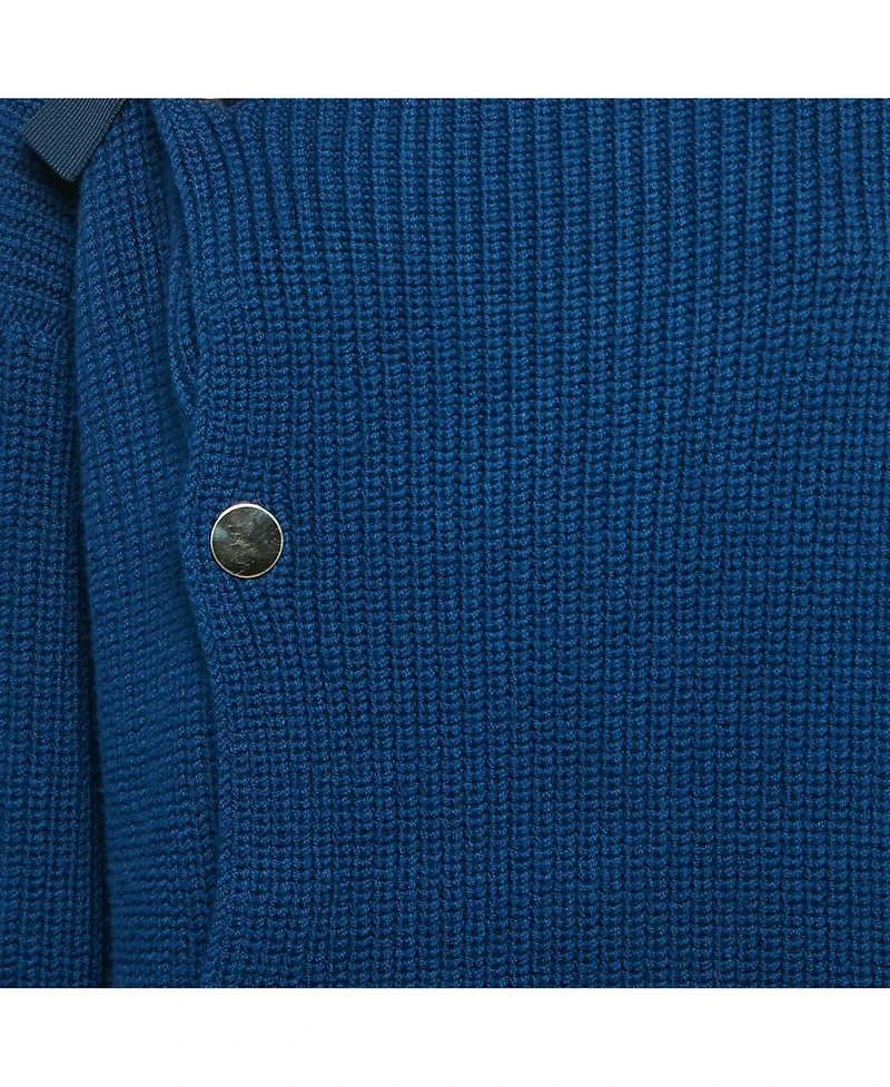 Pre-Owned Stella Mccartney Women's Blue Rib Knit Asymmetrical Button Oversized Sweater