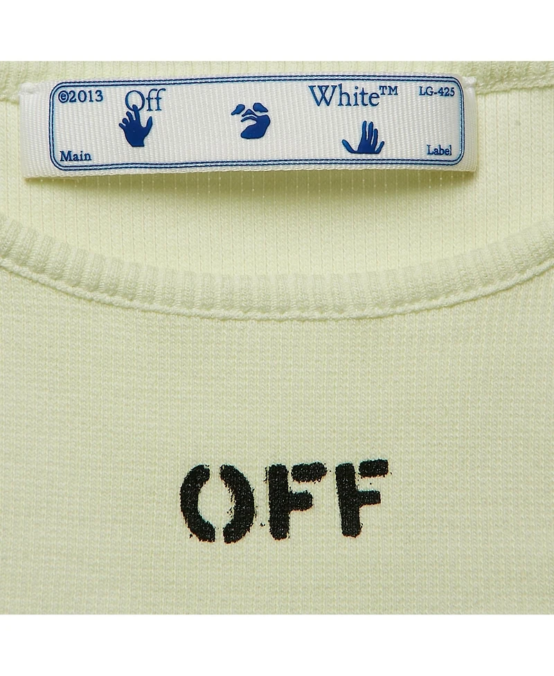 Pre-Owned Off-White Women's Green Logo Print Rib Knit Crop Tank Top