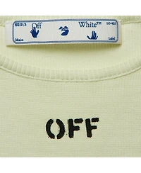 Pre-Owned Off-White Women's Green Logo Print Rib Knit Crop Tank Top