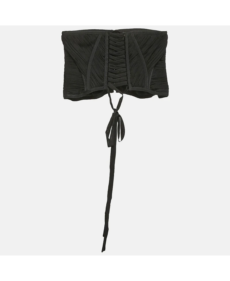 Pre-Owned Dolce & Gabbana Women's Black Tulle Lace-Up Corset Top