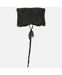 Pre-Owned Dolce & Gabbana Women's Black Tulle Lace-Up Corset Top