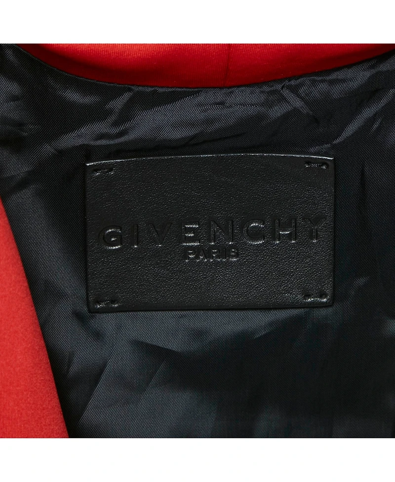 Pre-Owned Givenchy Men's Red Neoprene And Leather Zip Up Hooded Jacket