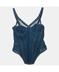 Pre-Owned Burberry Women's Denim And Mesh Bustier Corset Top