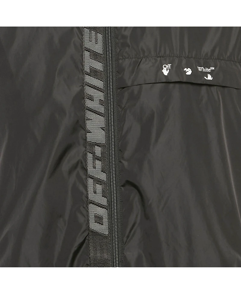 Pre-Owned Off-White Men's Black Logo Print Synthetic Hooded Windbreaker Jacket