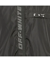 Pre-Owned Off-White Men's Black Logo Print Synthetic Hooded Windbreaker Jacket