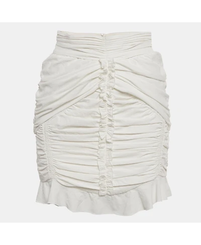 Pre-Owned Isabel Marant Women's White Crepe Ruched & Ruffle Mini Skirt
