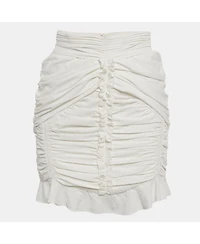 Pre-Owned Isabel Marant Women's White Crepe Ruched & Ruffle Mini Skirt
