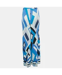 Pre-Owned Emilio Pucci Women's Blue Printed Jersey Maxi Dress