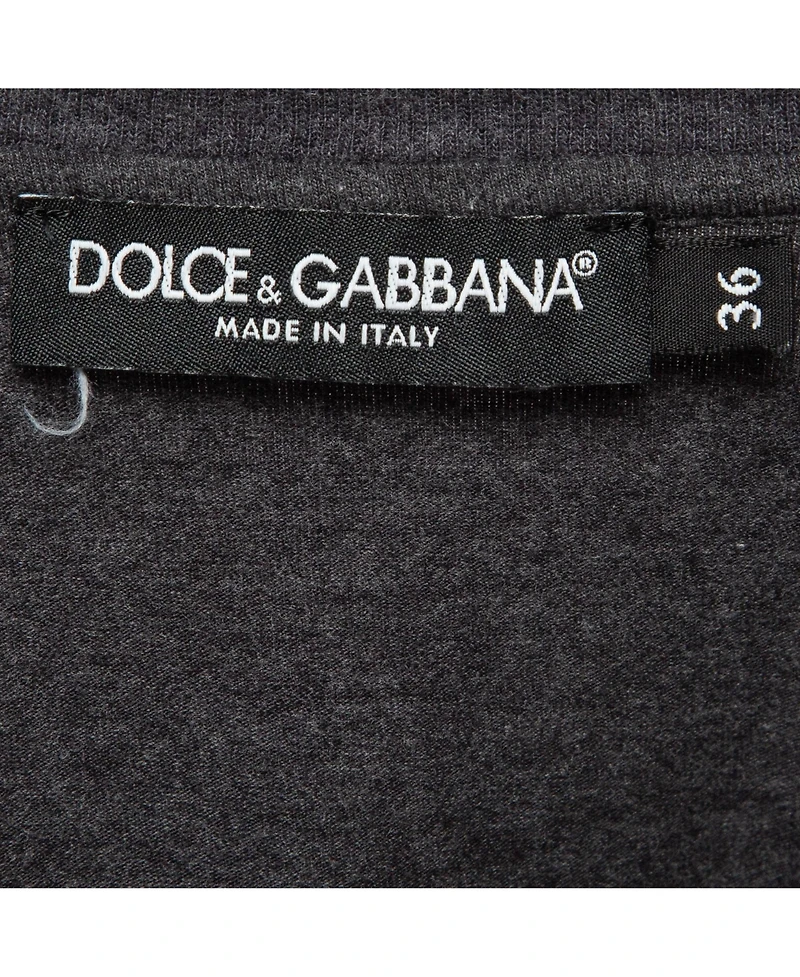 Pre-Owned Dolce & Gabbana Women's Grey Applique Cotton T-Shirt