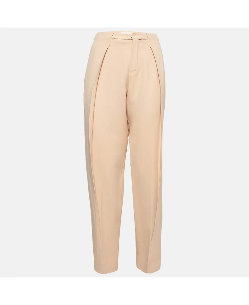 Pre-Owned Chloe Women's Light Beige Crepe Trousers
