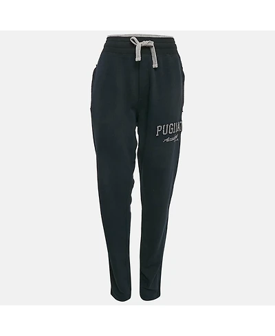 Pre-Owned Dolce & Gabbana Women's Blue Embroidered Cotton Knit Drawstring Track Pants