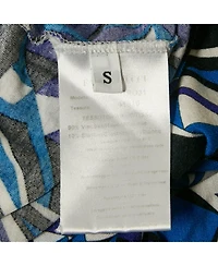 Pre-Owned Emilio Pucci Women's Blue Printed Jersey Round Neck Long Sleeve Top