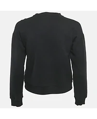 Pre-Owned Versace Women's Pre-Owned Versus Versace Black Striped Cotton Knit Applique Detail Sweatshirt