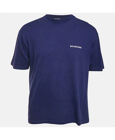 Pre-Owned Balenciaga Men's Unisex Blue Logo Print Jersey T-Shirt