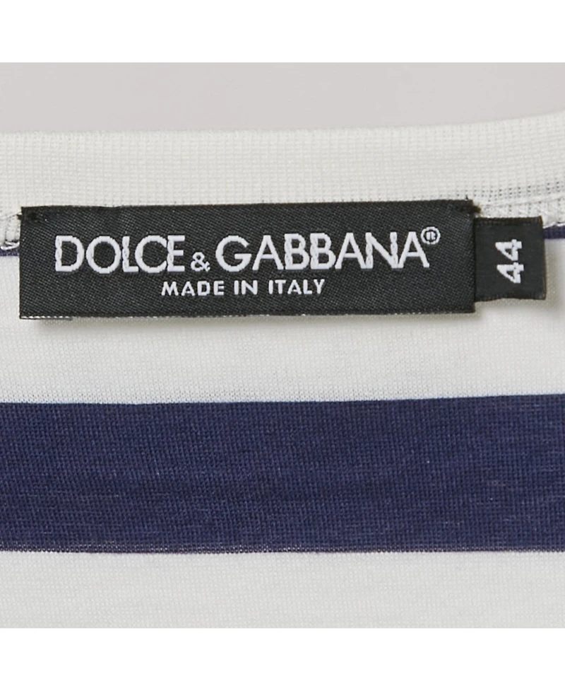 Pre-Owned Dolce & Gabbana Men's Blue/white Striped Jersey Sleeveless T-Shirt