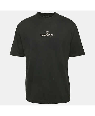Pre-Owned Balenciaga Men's Black Cotton Knit Crew Neck T-Shirt