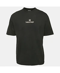 Pre-Owned Balenciaga Men's Black Cotton Knit Crew Neck T-Shirt
