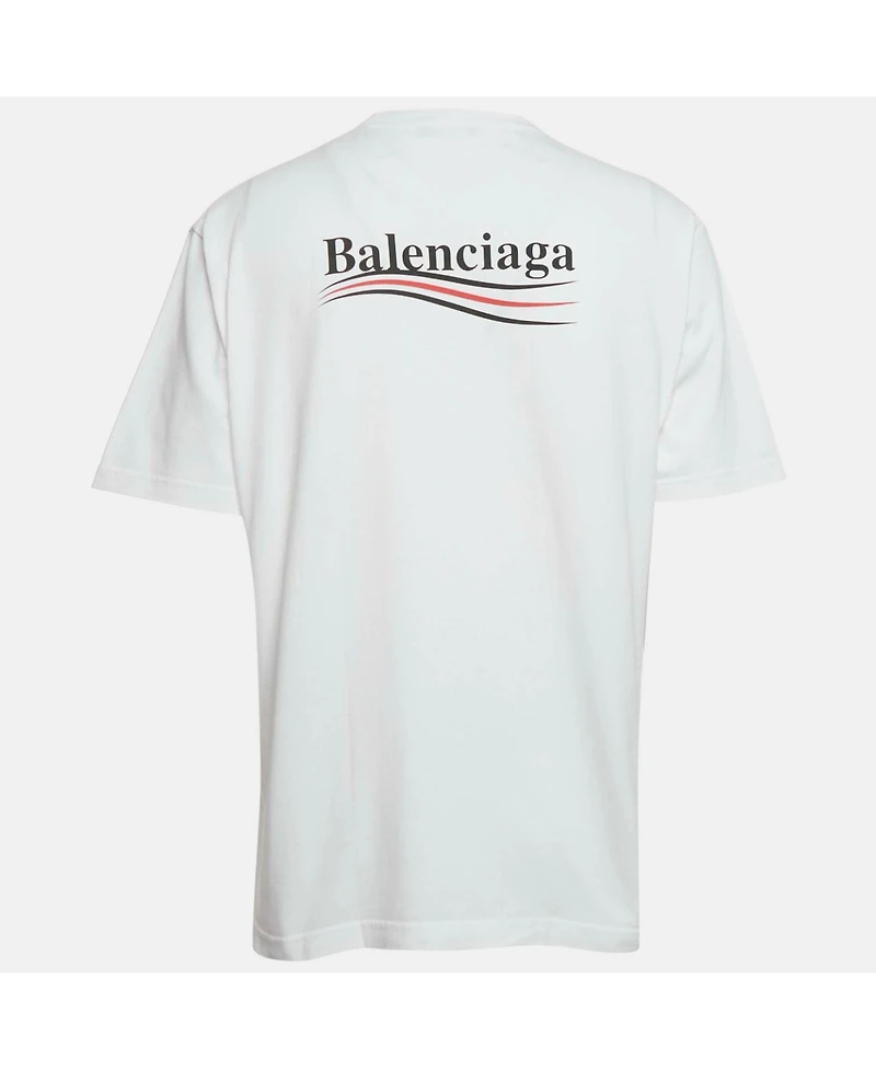 Pre-Owned Balenciaga Men's White Political Campaign Print Cotton T-Shirt