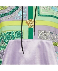 Pre-Owned Versace Women's Lilac /green Baroque Mosaic Print Cotton Hooded Sweatshirt